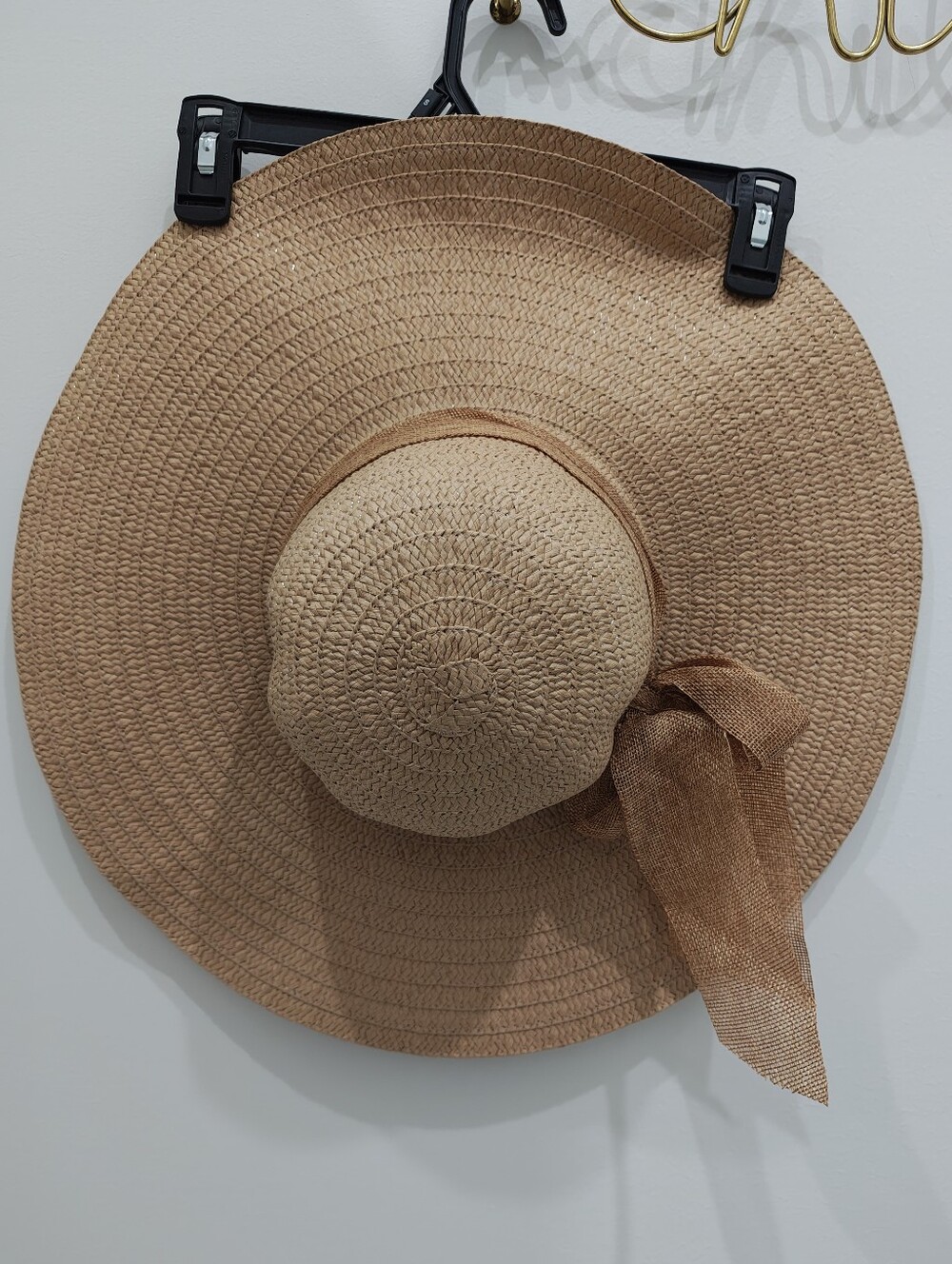 Straw Sun Hat with Bow - Tan